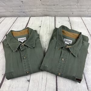 2 Carhartt Mens Relaxed Fit Short Sleeve Button Down Shirt XL Tall Olive Green